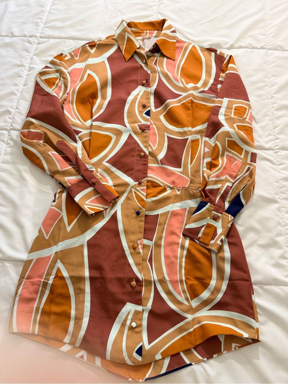 Luxxel Orange, Coral & Cream Striped Dress